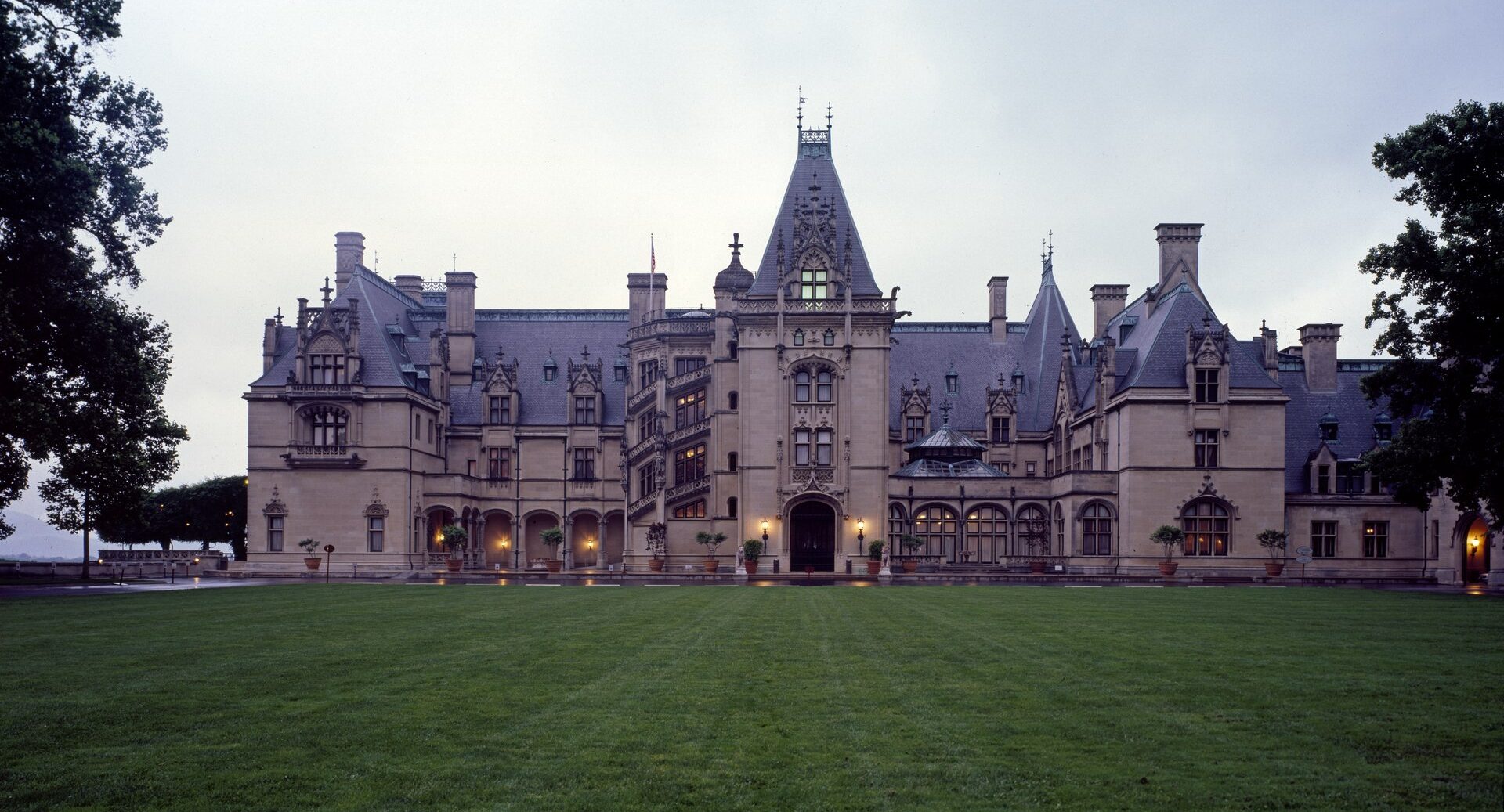 Biltmore House at dusk in Asheville, North Carolina